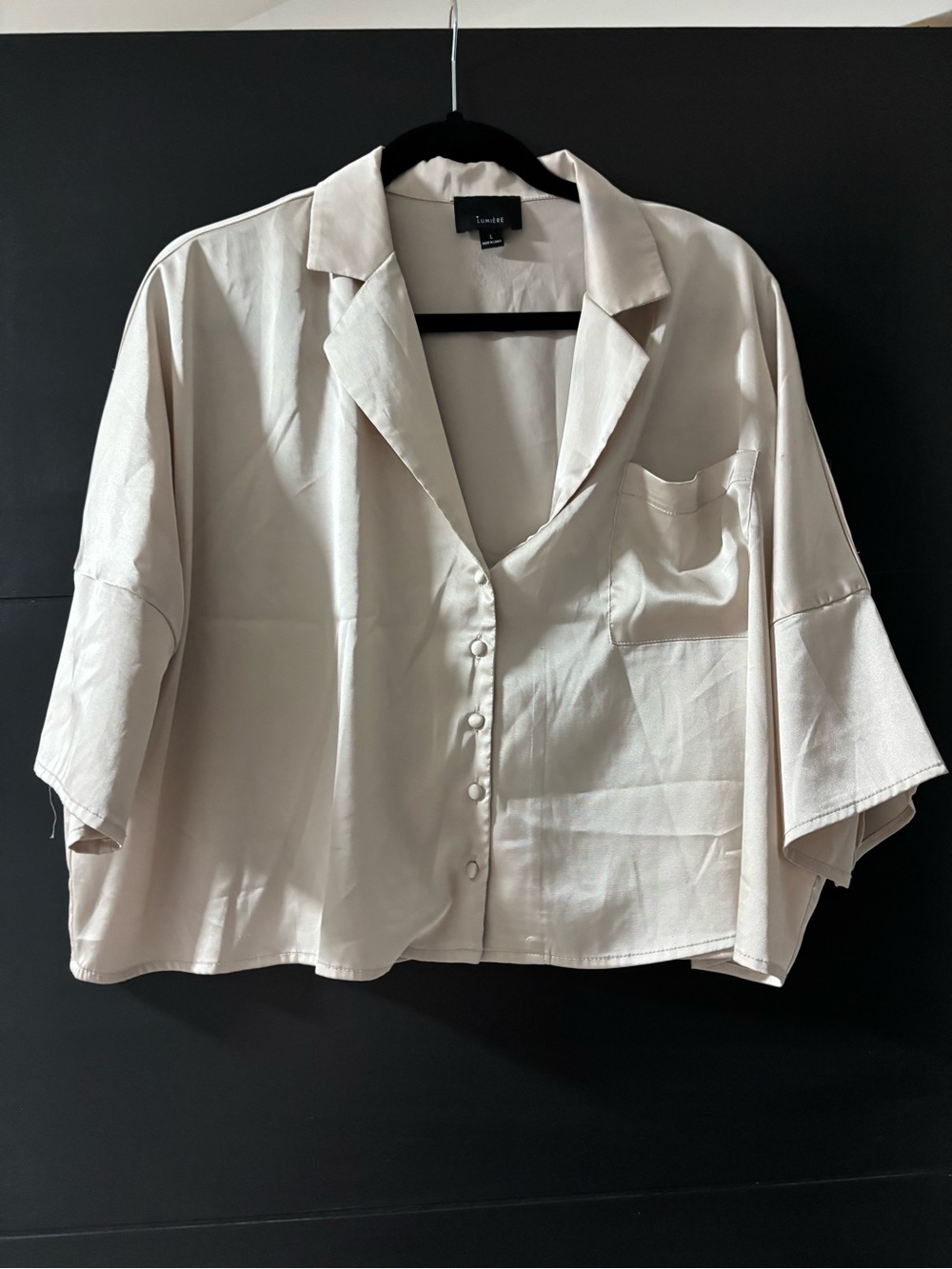 Lumiere Boxy Button-Down Shirt in Light Cream